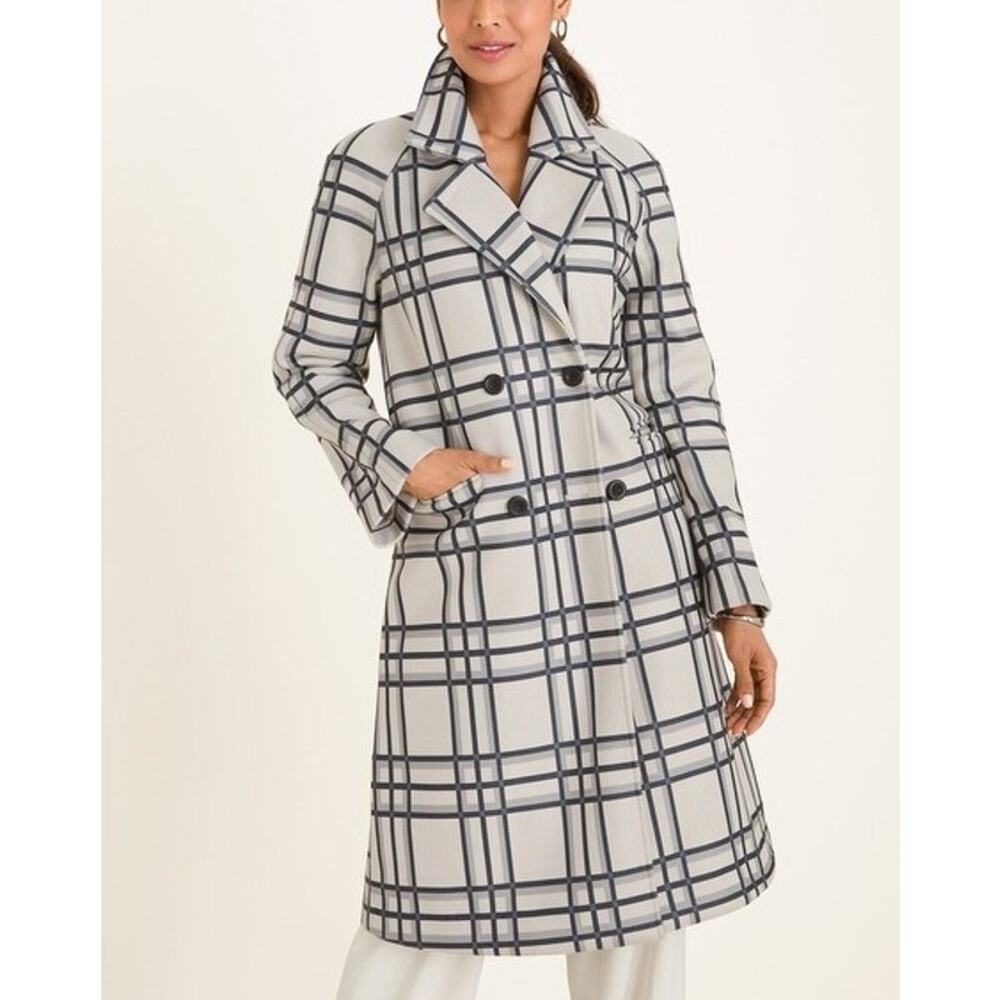Chico's Plaid Menswear-Inspired Coat Size Small